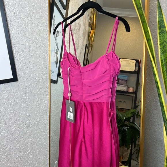 House of CB 'Teia' Hot Pink Draped Corset Midi Dress NWOT - Picture 9 of 11